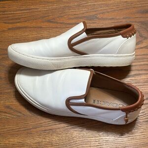 Coach Men’s Union Leather White,Brown Whip Stitched Detail At The Heel. Size 9.5